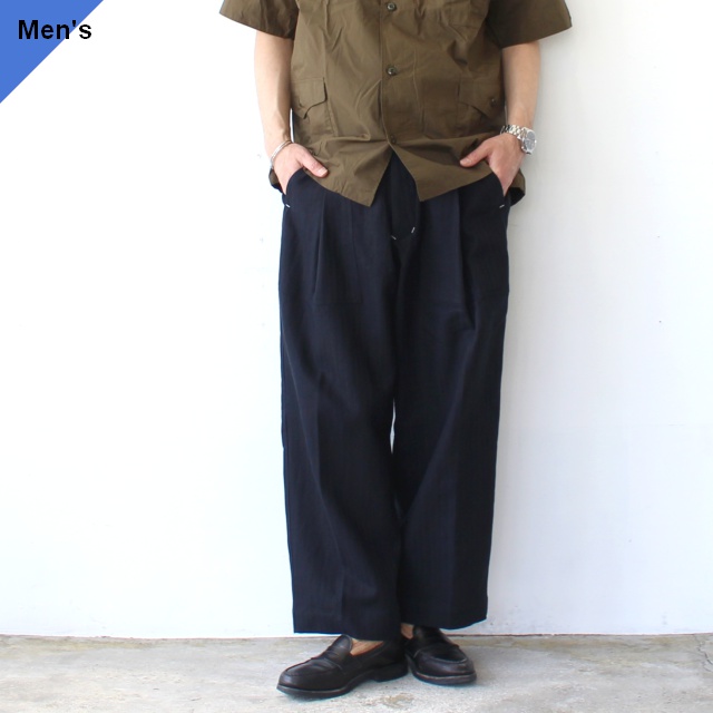 HAVERSACK 綿麻ヘリンボーンユーティリティトラウザー C/L-Herringbone utility trousers 　（Black）