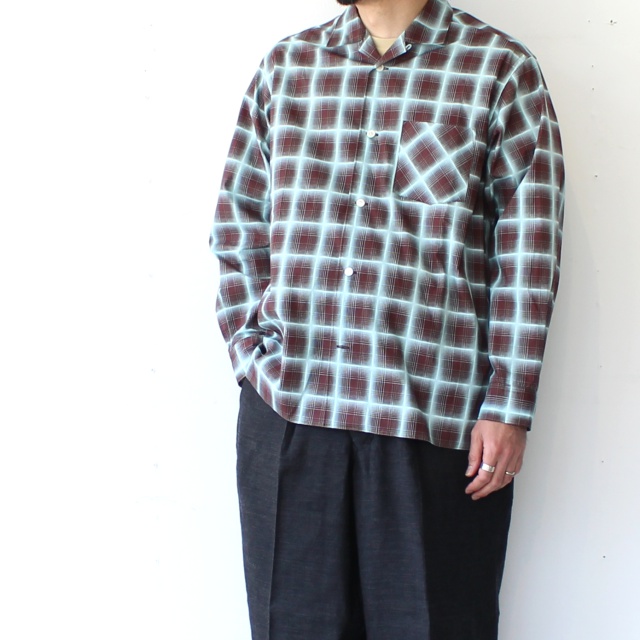 weac. プリントオンブレチェックオープンカラーシャツ RAINY BLUE (Blue Ombre-Check) - 画像 (5)