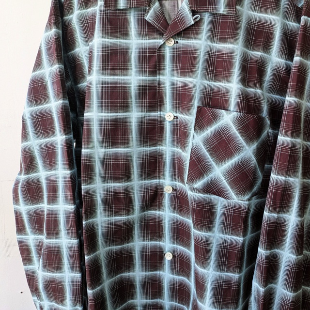 weac. プリントオンブレチェックオープンカラーシャツ RAINY BLUE (Blue Ombre-Check) - 画像 (3)