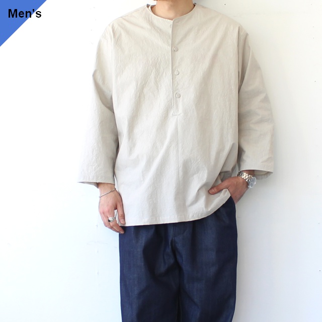 HAVERSACK 40タイプライターノーカラー8分袖プルオーバーシャツ 40/Typewriter No collar P/O Shirt　（Light Gray）