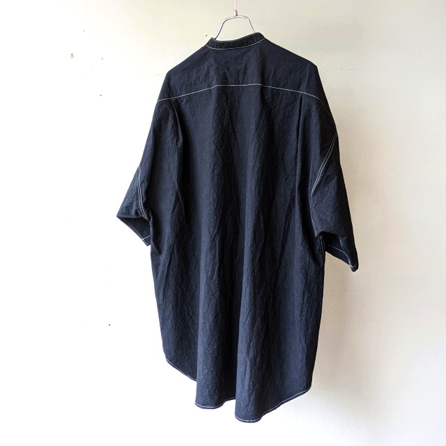 HAVERSACK C/L天日干しタイプライターバンドカラーシャツ C/L-typewriter Bandcollar Shirt (Navy) - 画像 (5)