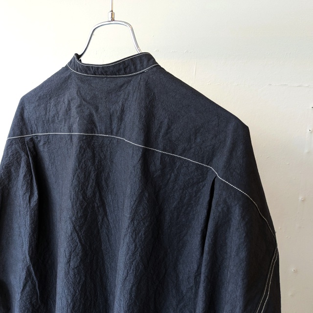 HAVERSACK C/L天日干しタイプライターバンドカラーシャツ C/L-typewriter Bandcollar Shirt (Navy) - 画像 (4)