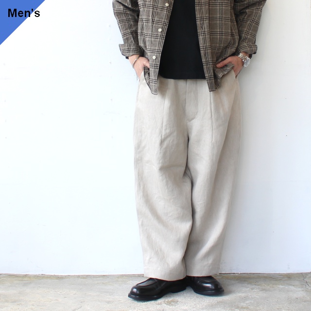 HAVERSACK リネンヘリンボーンワイドトラウザーOld German-herringbone Linen Twill Wide Trousers　（Ecru）