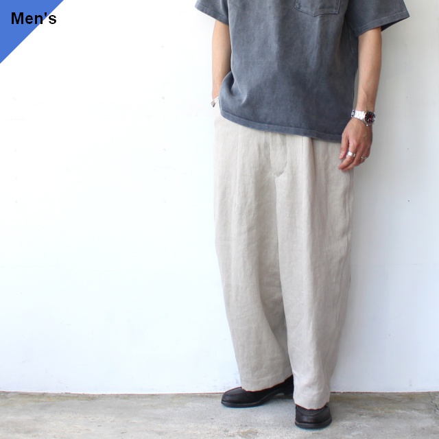 HAVERSACK リネンヘリンボーンワイドトラウザーOld German-herringbone Linen Twill Wide Trousers　（Ecru）