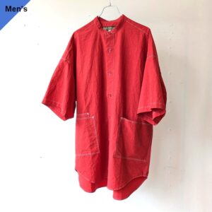 HAVERSACK C/L天日干しタイプライターバンドカラーシャツ C/L-typewriter Bandcollar Shirt (Red)