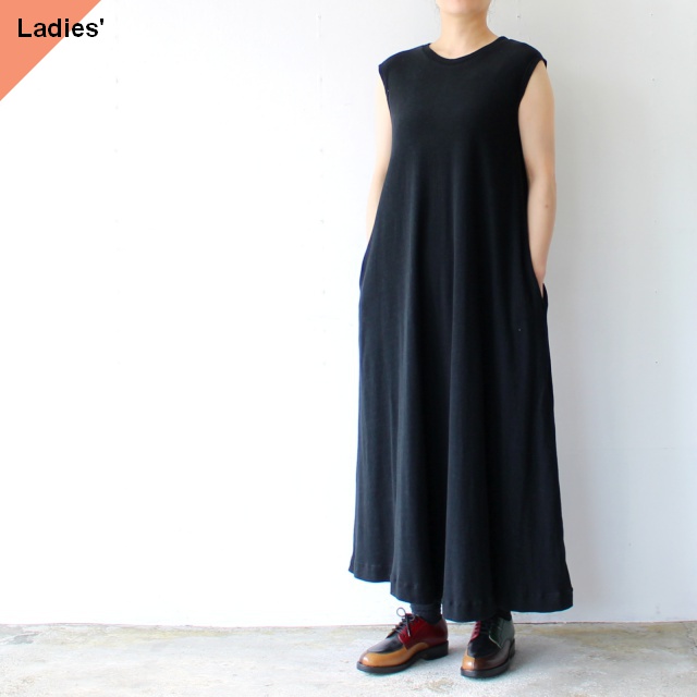Siora パイルノースリーブワンピース Extra long cotton pile N/S one-piece　（Black）
