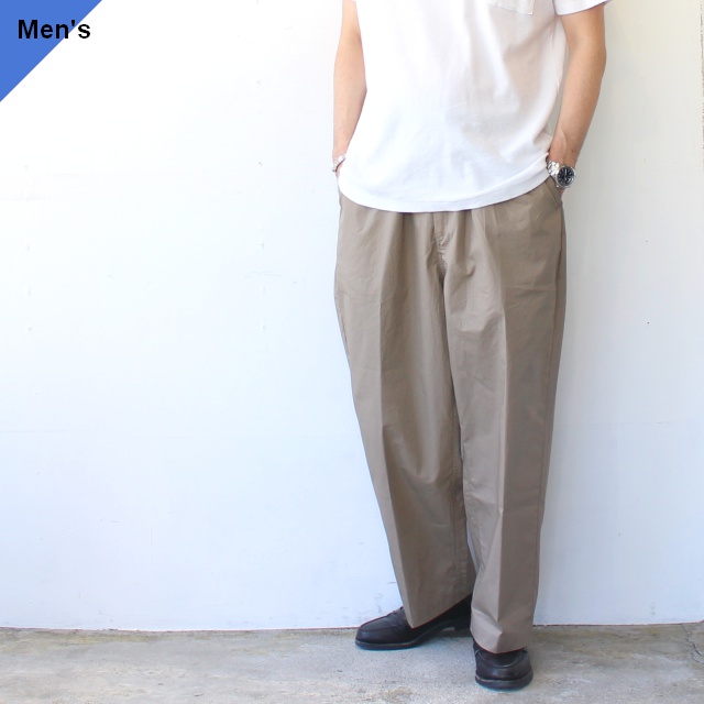 weac. ２タックワークワイドトラウザー / 高密度コットンタイプライター　STANDARD WIDE PANTS-Cotton Typewriter　（Beige）