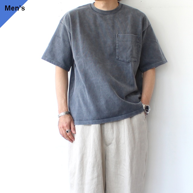 weac. HARDY 顔料染め超ヘビーウェイト天竺クルーネックT　（BLACK）