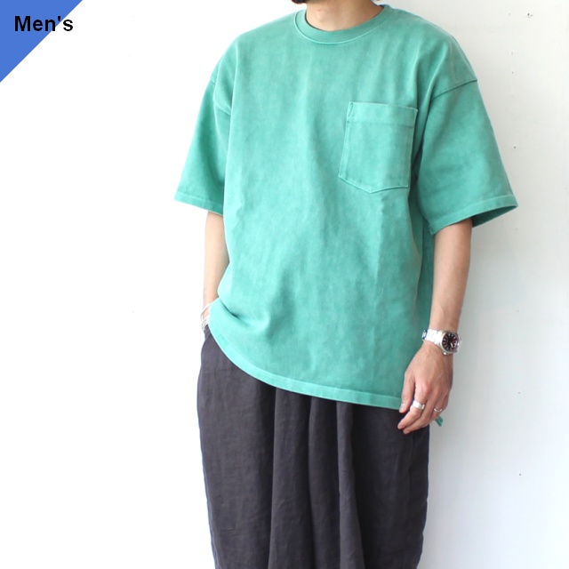 weac. HARDY 顔料染め超ヘビーウェイト天竺クルーネックT　（T/BLUE）