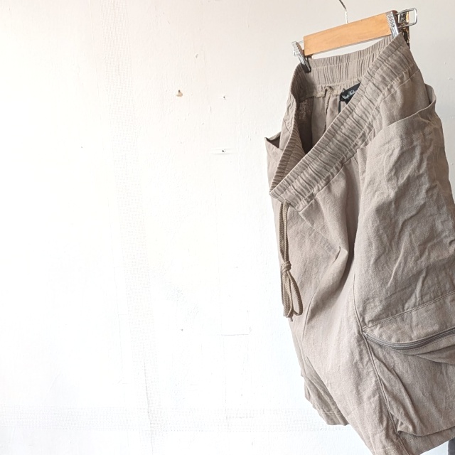 Upscape Audience L/Cキャンバスストレージイージーカーゴショーツ Linen Cotton Canvas Easy Cargo Shorts (Graige) - 画像 (3)