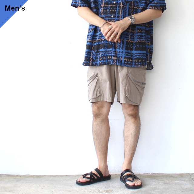 Upscape Audience L/Cキャンバスストレージイージーカーゴショーツ Linen Cotton Canvas Easy Cargo Shorts (Graige)