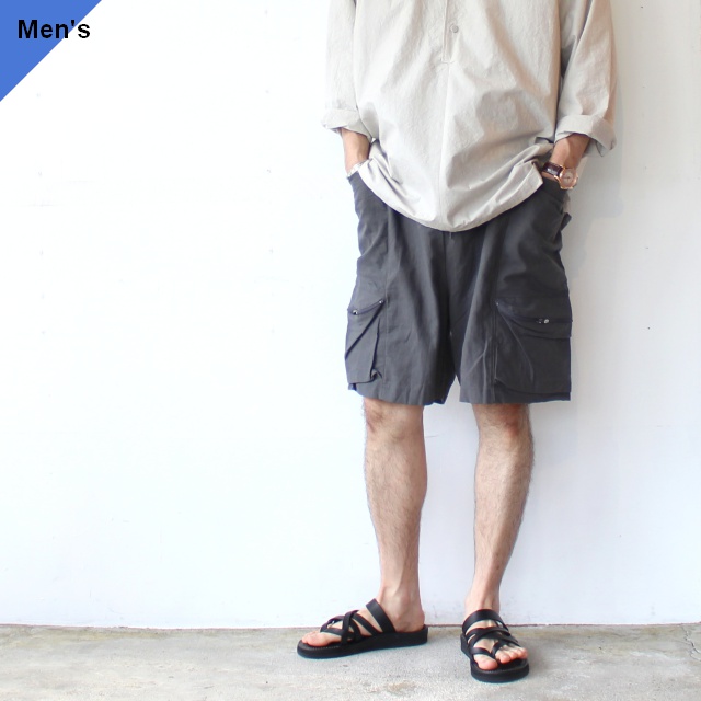 Upscape Audience L/Cキャンバスストレージイージーカーゴショーツ Linen Cotton Canvas Easy Cargo Shorts (Sumikuro)