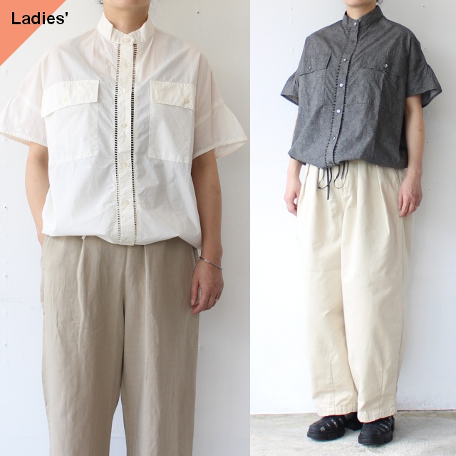 IKITSUKE ハシゴレースバンドカラーシャツ Lace-Band-collar shirt