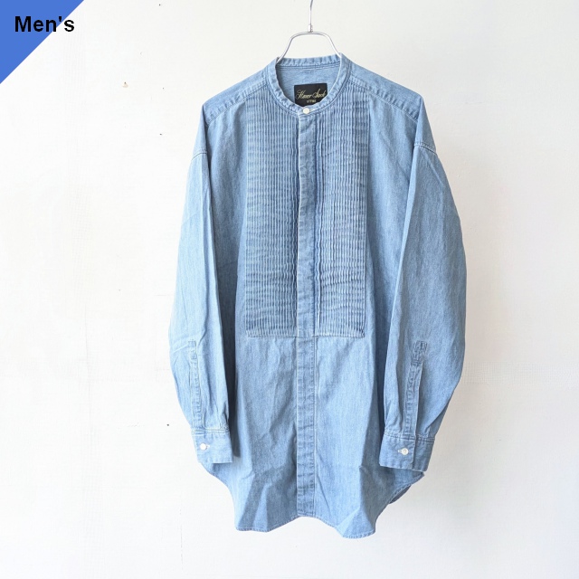 HAVERSACK デニムピンタックバンドカラーシャツ Denim Pin-tuck Band Collar Shirt / 422600