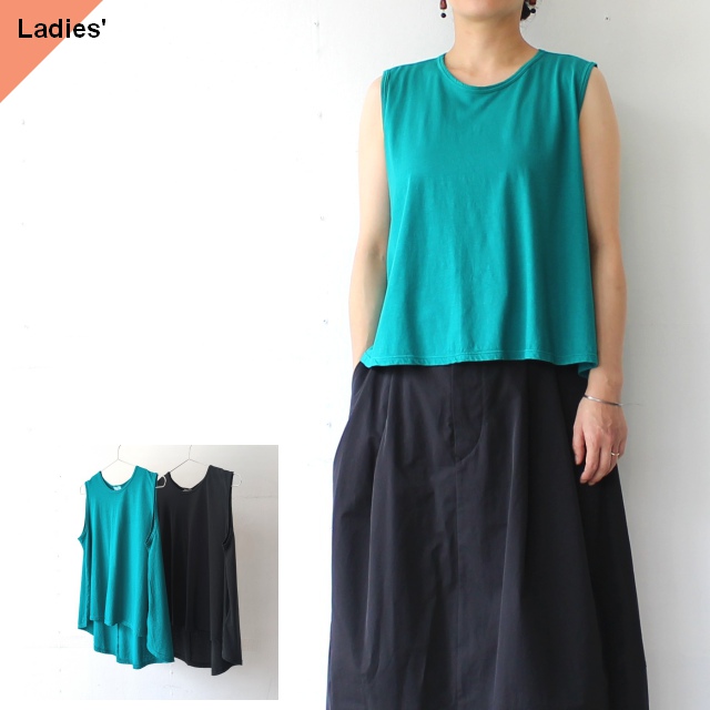 Siora 細番手天竺フレアスリーブレスTee　Thin jersey stitch flare sleeveless tee