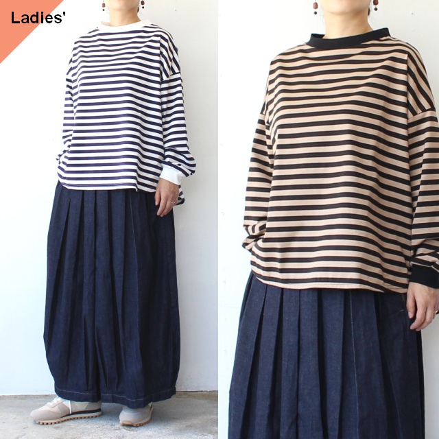 sasanqua by trees ウルティマボーダー天竺長袖Tee　Ultima Border Long-sleeve Tee