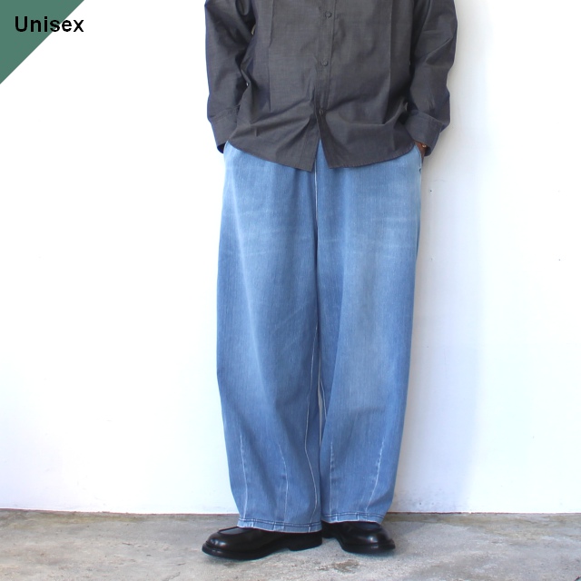 HARVESTY ニットデニムナローサーカスパンツ Knit-denim Narrow Circus Pants (Used Blue)