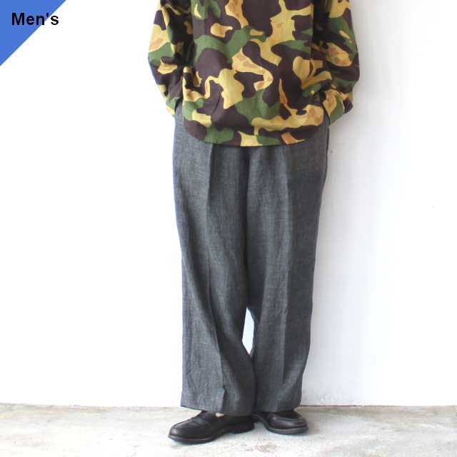 HAVERSACK リネンサージワイドタックトラウザー Linen Serge Wide Trousers / 462621　（Charcoal）