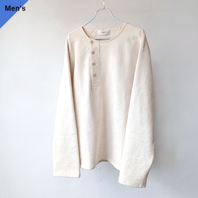 PREQUEL ヘンリーネックスウェット Henley Sweat Shirt　（Natural）