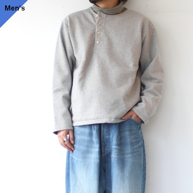 PREQUEL ヘンリーネックスウェット Henley Sweat Shirt (Gray)