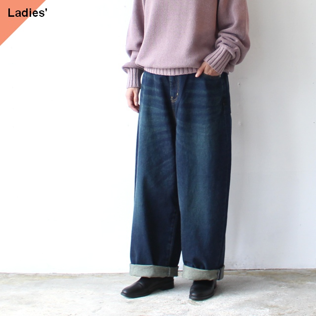 sasanqua by trees 12ozワイドデニムパンツ Volume Denim　（Dark Blue）
