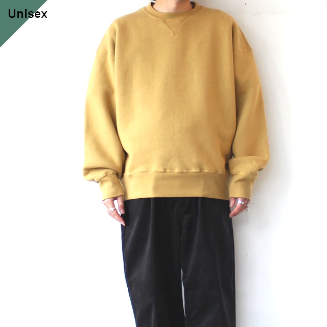 Siora 吊り編み裏毛100年起毛ルーズスウェットクルー Brushed Loop wheel-sweat Crew　（Ocher）